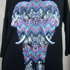 Self Esteem Elephant Graphic 3/4 Sleeve Soft Top